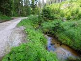  Wanderroute im Tal entlang eines kleinen Bachs 