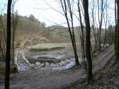  Blick zur Staumauer und Fischstiege des Sagteiches 