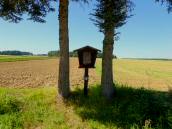 Blick zu einem hlzerner Bildstock - sdlich von Thaua 