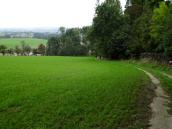 Blick auf die Wanderroute bergab zum Gehft Trauner 