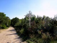  schnes Wegkreuz am Ende des Waldes 