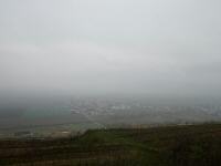 der Fernblick von der Aussichtswarte nach Brunn im Felde - leider beeintrchtigt durch den Nebel 