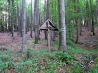  Blick zu einen Holzkreuz am Wegesrand 