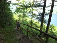 Blick auf die Wanderstrecke bergab auf dem Wanderweg nach Altaussee 