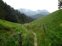 Blick auf die Wanderstrecke in der Ferne Sandling (1717 m), Ptschenstein (1358 m), Knerzen Kgerl (1205 m)  und  Brunnkogel (1104 m)