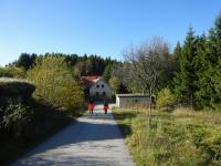 Blick auf die Wanderstrecke in der Streusiedlung Reichenauerwald  -wieder mit der Marathonstrecke vereint 
