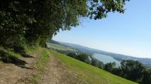 Blick auf die Wanderstrecke entlang des Rindfleischbergs und ins Donautal