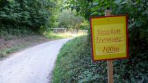  Blick auf die Wanderstrecke mit der Infotafel 