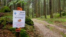  Blick auf die Wanderstrecke mit Infotafel 