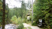 Blick auf die Wanderstrecke entlang des "Groen Kamp" mit Infotafel