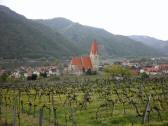Blick über die Ried Hinterkirchen zur Pfarrkirche Weißenkirchen 