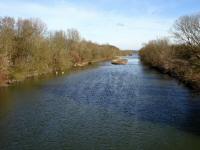 Blick von der Seenbrcke auf die Traisen flussabwrts