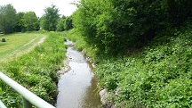 Blick auf die Wanderstrecke und auf den Grblerbach
