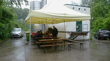 Blick zur Kontroll- und Labestelle