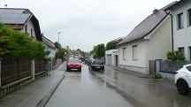 Blick auf die Wanderstrecke auf der Marienhofstrae zum Ziel