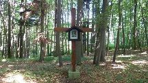 Blick auf das Wegkreuz auf dem Eichberg 